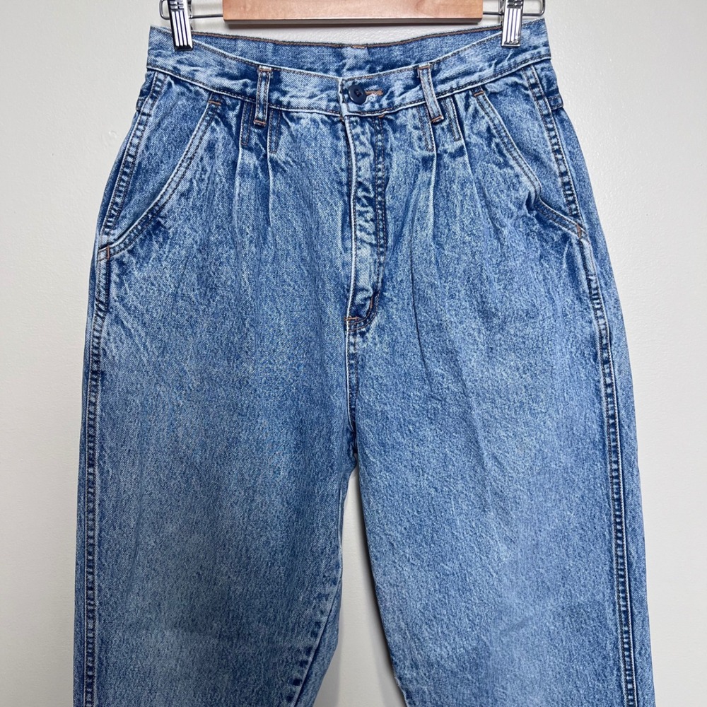 VTG Bill Blass Jeans Womens 12 Blue Pleated High Waist Acid Wash Denim 90s Mom - Picture 3 of 14